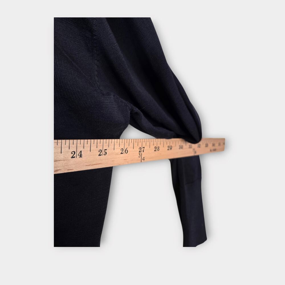 COS Draped Back Cardigan Navy Blue 100% Cotton Women's Med - Picture 7 of 9
